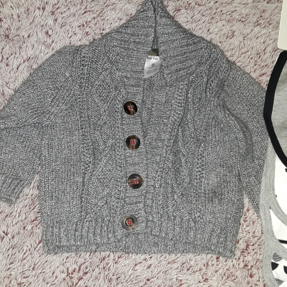 6month cardigan  and bibs